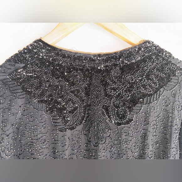 Niteline Della Roufogali Beaded Black Jacket 100% Silk Evening Wear Size XL - Picture 3 of 12